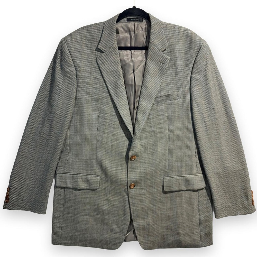 Lauren Ralph Lauren Mens 44L Gray Green Plaid Wool Blazer Sport Coat Jacket